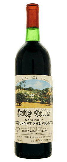 1974 Heitz Cellar "Martha's Vineyard" Napa Valley Cabernet Sauvignon (bin soiled label, high-shoulde fill, corroded capsule)