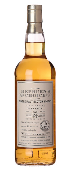 1991 Glen Keith 24 Year Old "Hepburn's Choice" Single Sherry Barrel Cask Strength Single Malt Scotch Whisky (750ml)